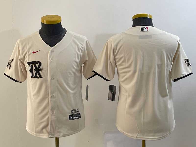 Youth Texas Rangers Blank Cream 2023 City Connect Stitched Baseball Jersey->mlb youth jerseys->MLB Jersey